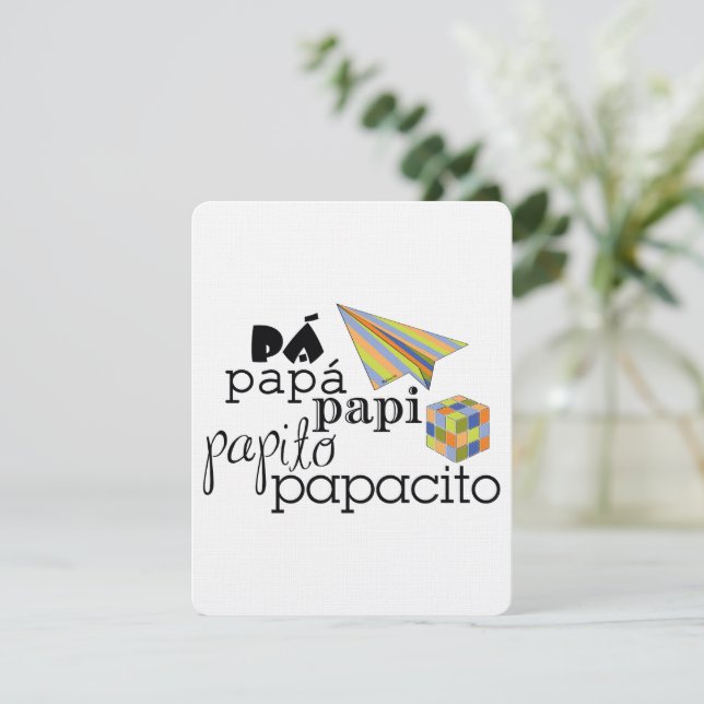 Tarjeta pá, papá, papi, papito, papacito (Anverso de pie)