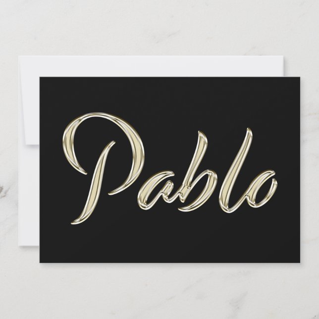 Tarjeta Pablo Name white gold Handwriting Karte (Anverso)