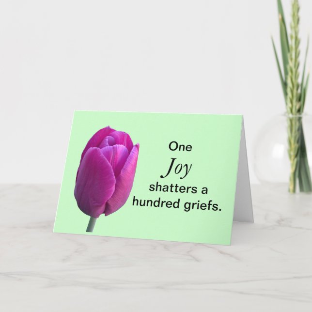 Tarjeta Pacientes con cáncer: alegría, flor de tulipano co (Anverso)