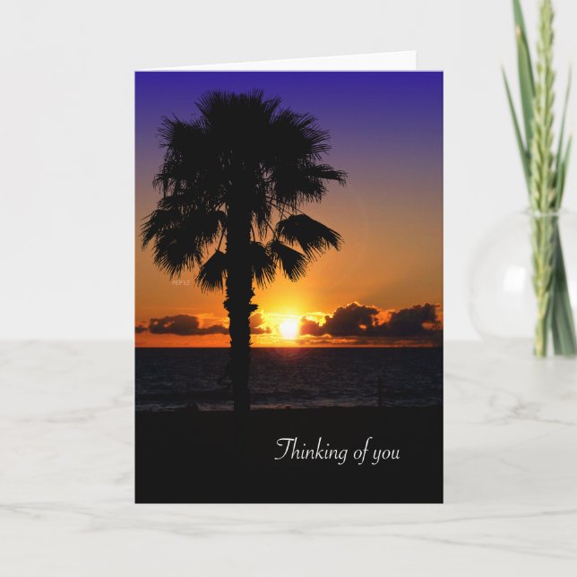 Tarjeta Pacific Ocean Sunset, pensando en ti (Anverso)