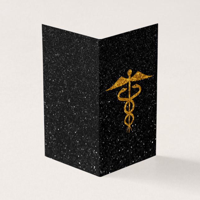Tarjeta Pack of 25 Glitter Caduceus Medical Graduation (Exterior)