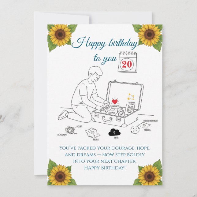 Tarjeta Packing for the next chapter,Birthday (Anverso)