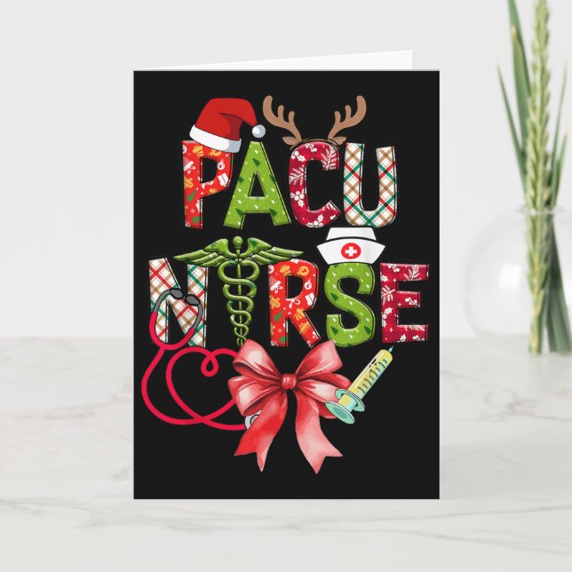 Tarjeta Pacu Nurse Christmas Cute Coquette Christmas Bow X (Anverso)