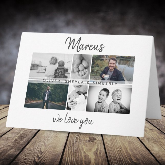 Tarjeta Padre con hijos y Collage de fotos de papá de fami (Subido por el creador)