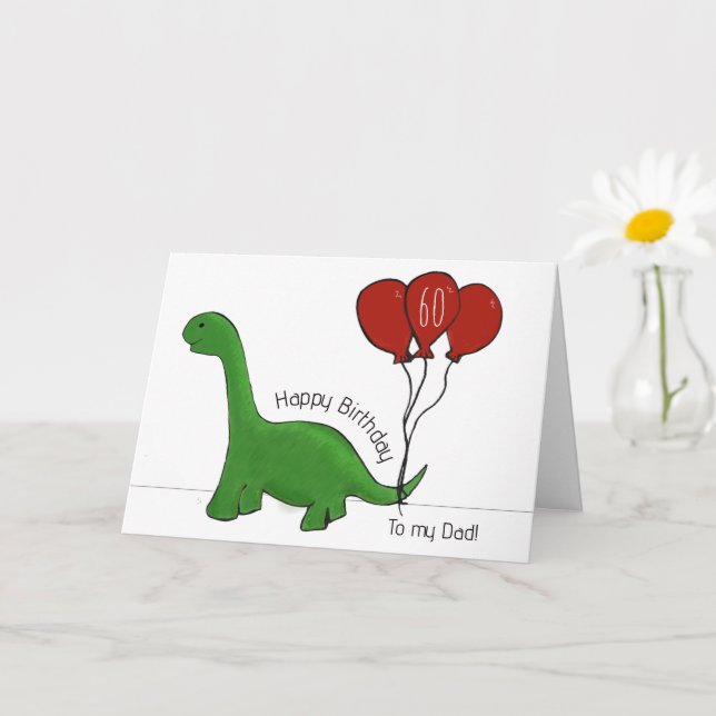 Tarjeta Padre de cumpleaños 60 de Dinosaur (Planta pequeña)