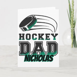 Tarjeta Padre de hockey Nicholas con puck masculino