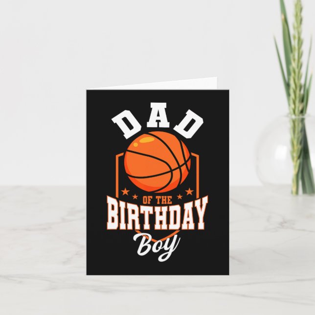 Tarjeta Padre Del Tema Del Baloncesto De Birthday Boy Bday (Anverso)