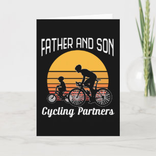 Tarjeta Padre e hijo compañeros de ciclismo Día del padre 