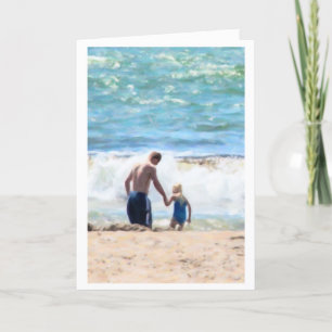 Tarjeta Padre e hijo en la playa