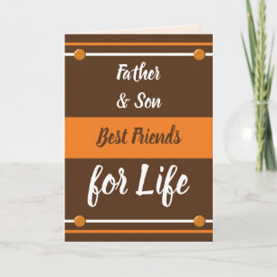 Tarjeta Padre e hijo mejores amigos marrón y naranja