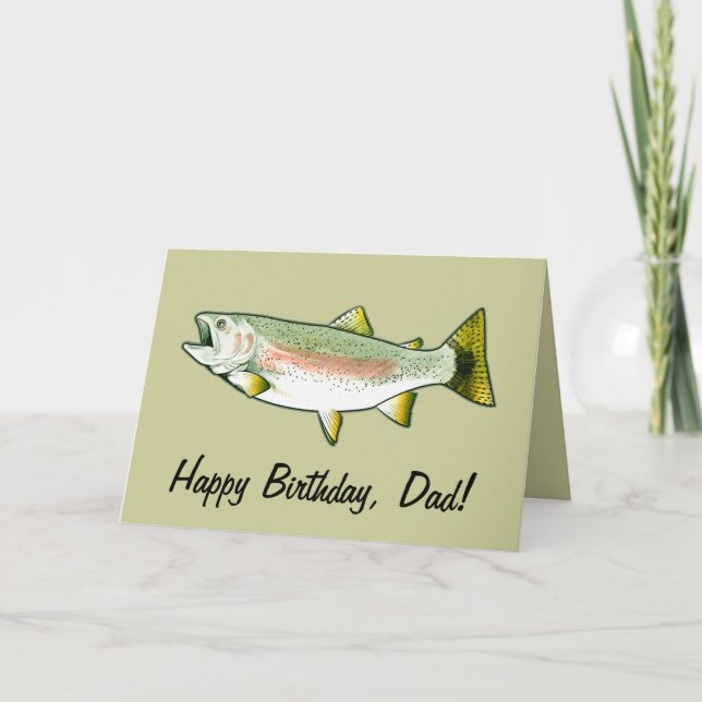 Tarjeta Padre feliz cumpleaños: trucha arcoiris (Anverso)