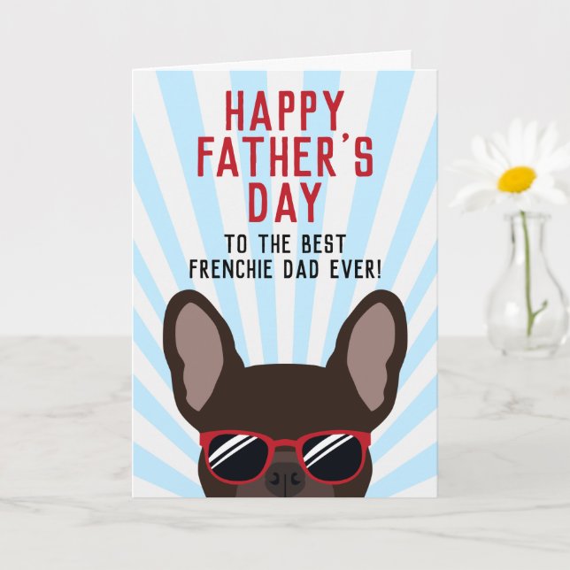 Tarjeta Padre francés día del padre Bulldog Francés marrón (Planta pequeña)