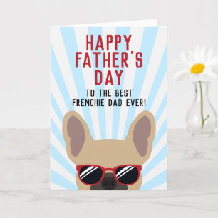 Tarjeta Padre francés día del padre Light Fawn Bulldog Fra