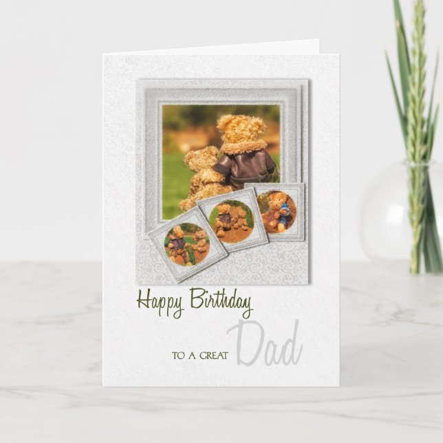 Tarjeta Padre Sentimental Teddy Oso Tema Cumpleaños (Anverso)