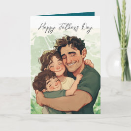 Tarjeta Padre sujetando niños y mensaje personalizado dent