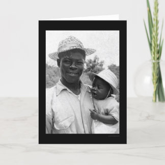 Tarjeta Padre y bebé afroamericanos 1935