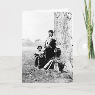 Tarjeta Padre y familia nativoamericanos