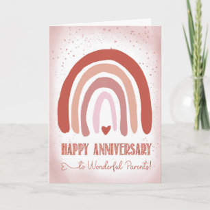 Tarjeta Padres Aniversario Mano pintada de rosa suave