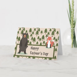 Tarjeta Padres Day Pine Trees Oso y Fox
