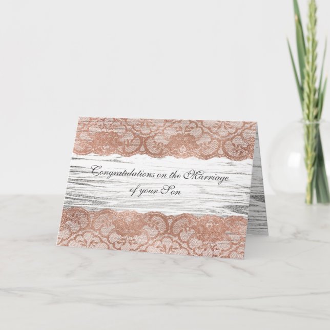 Tarjeta Padres de la novia felicitan el oro rosa rosado (Anverso)