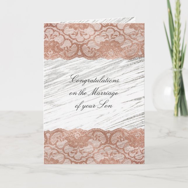 Tarjeta Padres de la novia felicitan el oro rosa rosado (Anverso)