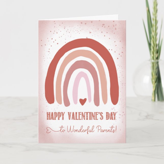 Tarjeta Padres Día de San Valentín Mano Pintada Blanda Ros (Anverso)