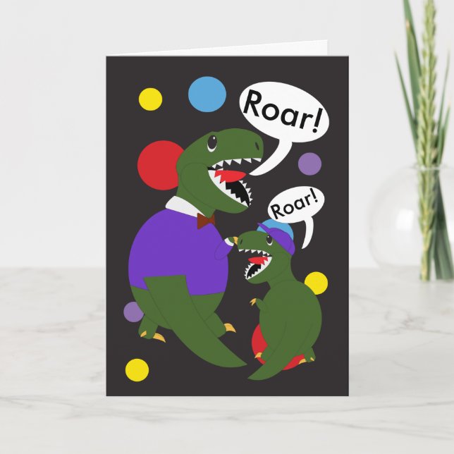 Tarjeta Padres Día del tiranosaurio Rex Dinosaurio Persona (Anverso)