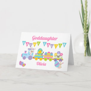 Tarjeta Padrina Feliz Semana Santa Bunny Train Pink