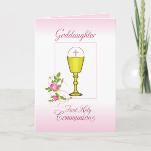 Tarjeta Padrina Rosa Primera Comunión, Cáliz