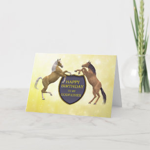 Tarjeta Padrino, una carta de cumpleaños con caballos de c