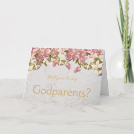Tarjeta Padrinos Propuesta Orquídeas Rosadas sobre Mármol