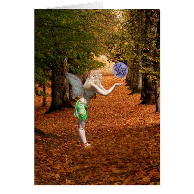 Tarjeta pagana feliz del Faerie de Mabon (Frente)