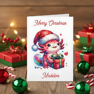 Tarjeta Página Cute Personalizada Navidades Axolotl Colore
