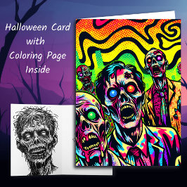 Tarjeta Página de Halloween y Colores de Spookie Zombies