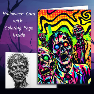 Tarjeta Página de Halloween y Colores de Spookie Zombies