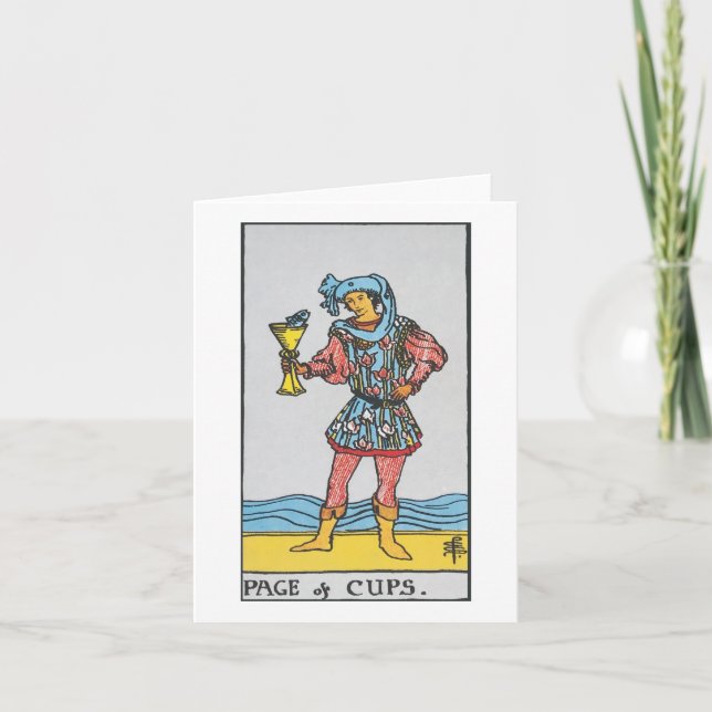 Tarjeta Página de tazas del tarot de Rider Waite Smith (Anverso)