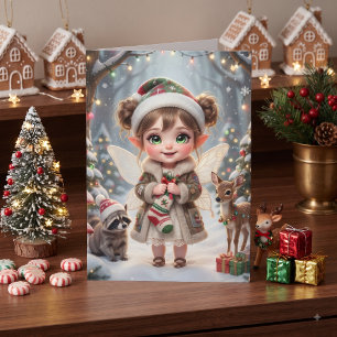 Tarjeta Página para colorear con tema de bosque y niña lin