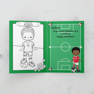 Tarjeta Página para colorear de fútbol para niños negros F