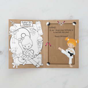 Tarjeta Página para colorear de karate de Ginger Girls Fel