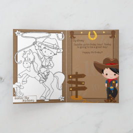 Tarjeta Página para colorear de vaquero de niños lindos Fe