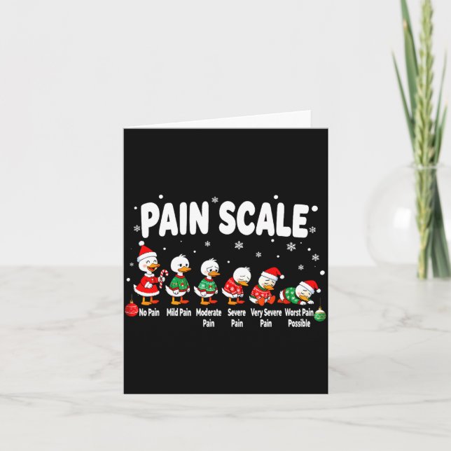 Tarjeta Pain Scale Cute Duck Christmas Nurse Triage Pain E (Anverso)