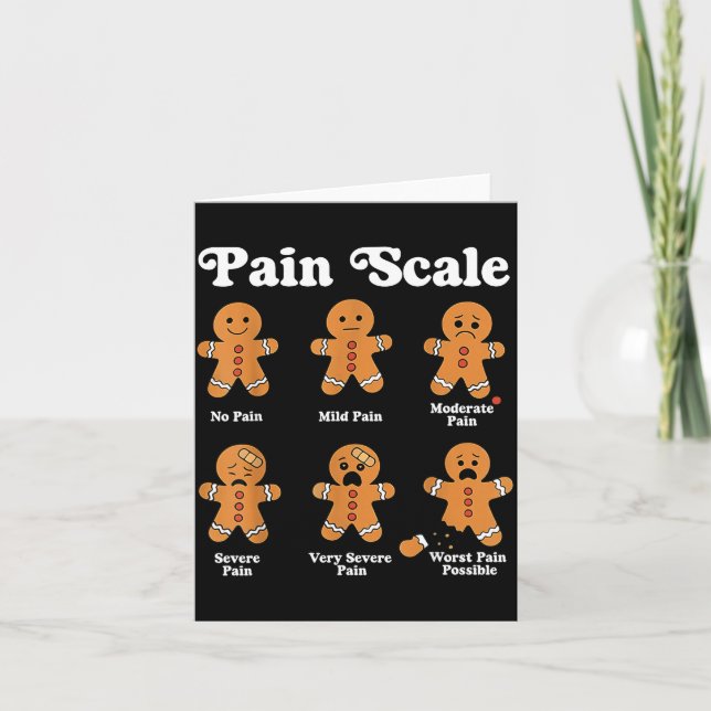 Tarjeta Pain Scale Funny Gingerbread Christmas Nurse Pain  (Anverso)