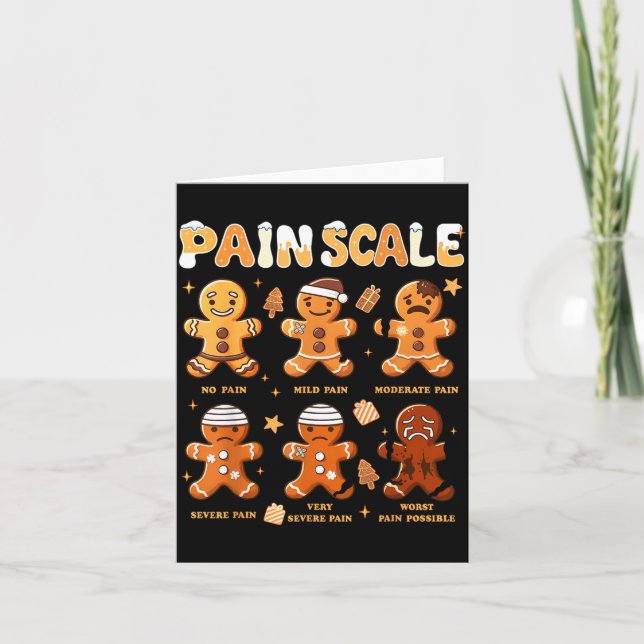 Tarjeta Pain Scale Funny Gingerbread Man Christmas Nurse H (Anverso)