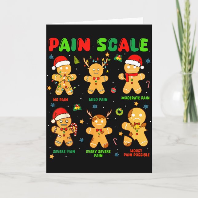 Tarjeta Pain Scale Funny Gingerbread Man Christmas Nurse H (Anverso)