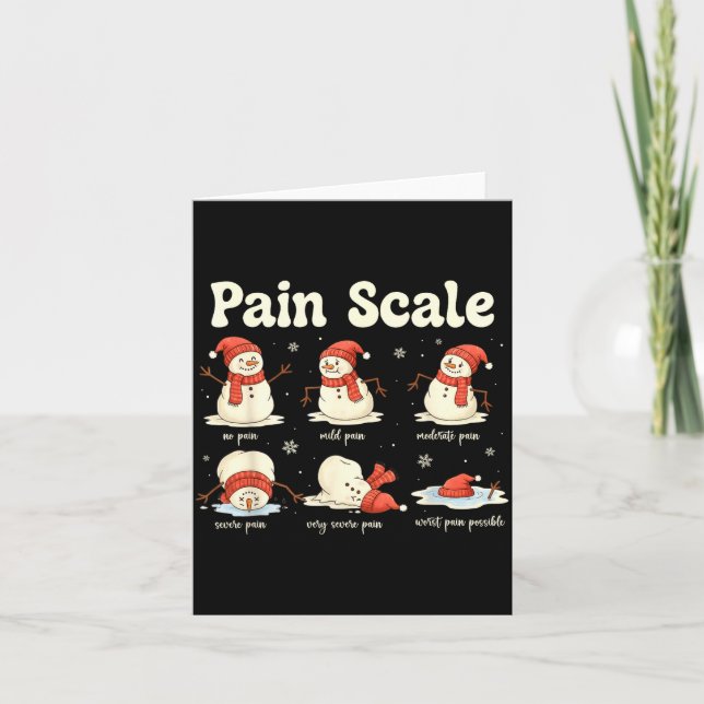 Tarjeta Pain Scale Snowman Funny Nurse Christmas Icu Nurse (Anverso)