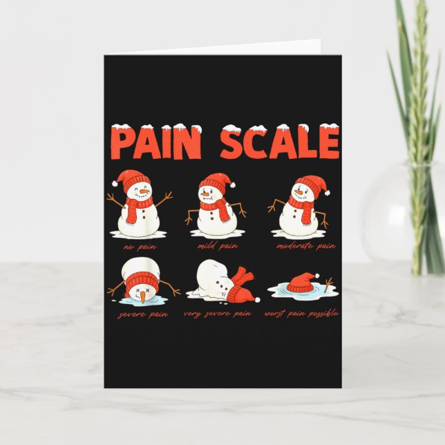 Tarjeta Pain Scale Snowman Funny Nurse Christmas Icu Nurse (Anverso)