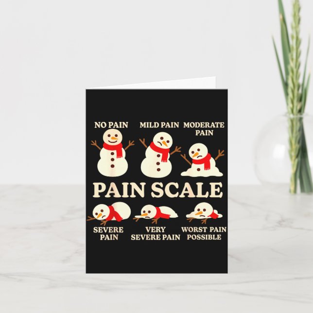 Tarjeta Pain Scale Snowman Funny Nurse Christmas Icu Nurse (Anverso)