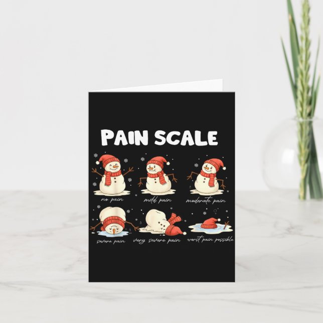 Tarjeta Pain Scale Snowman Nurse Christmas Xmas Snow Pajam (Anverso)