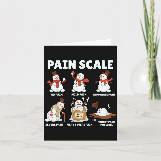 Tarjeta Pain Scale Snowman Xmas Funny Nurse Christmas Icu  (Anverso)