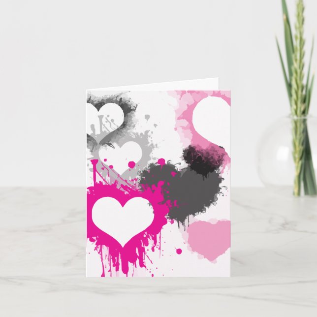 Tarjeta Paint Splash Heart Pattern Note Card (Anverso)